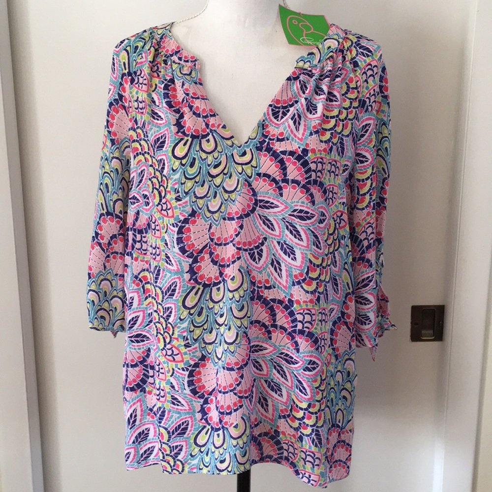 Papagallo V neck 3/4 sleeve Tunic Small